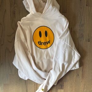 drew house Cream Hoodie with Yellow Smiley